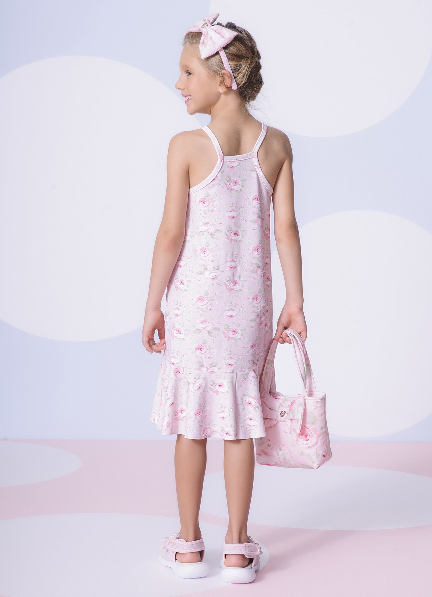 Vestido Alça Light Babado Estampado Pituchinhus