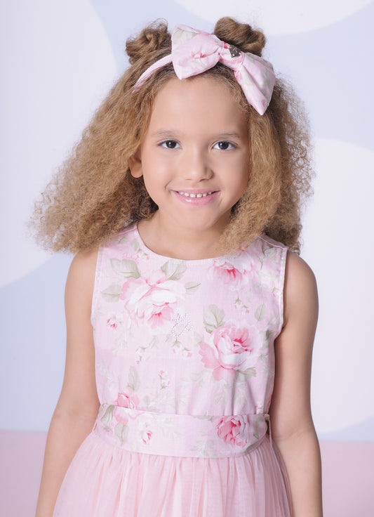 Vestido Algodão Saia Tule