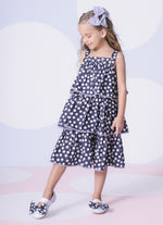 Vestido Algodão Estampado Poá Babados