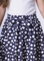 Saia Short Midi Estampada Poá com Cinto