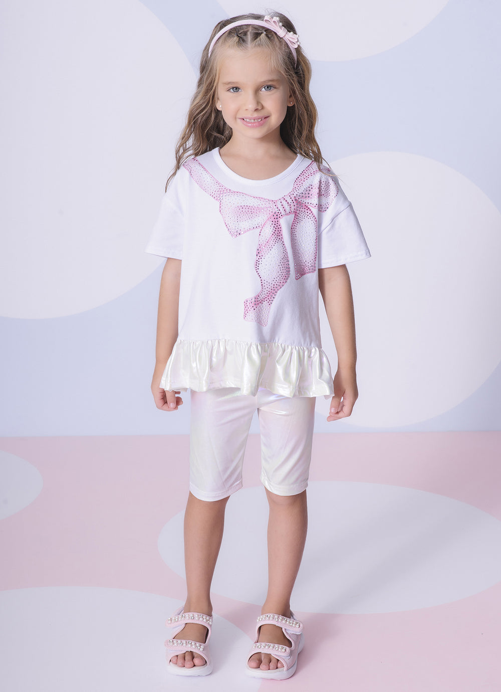 Conjunto Blusa Cotton Maxi Laço e Bermuda