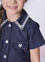 Casaqueto Jeans Fino Bordado Gola