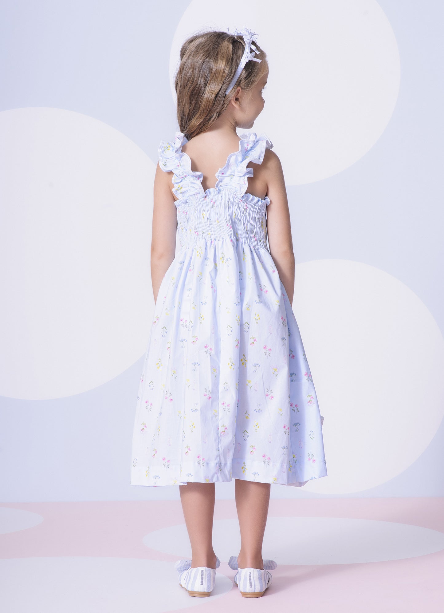 Vestido Algodão Estampado Floral Azul