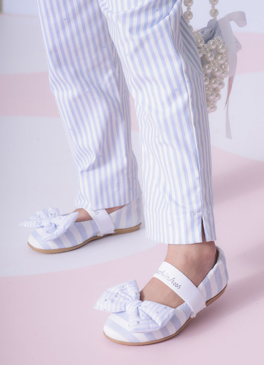 Calça Sarja Alfaiataria Listrada Mini Corações