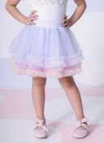 Saia Short Tule Babado Frufru Multicolor