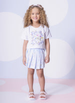 Saia Short Algodão Estampa Floral Pregas