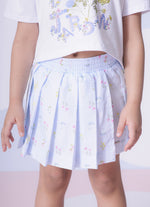 Saia Short Algodão Estampa Floral Pregas