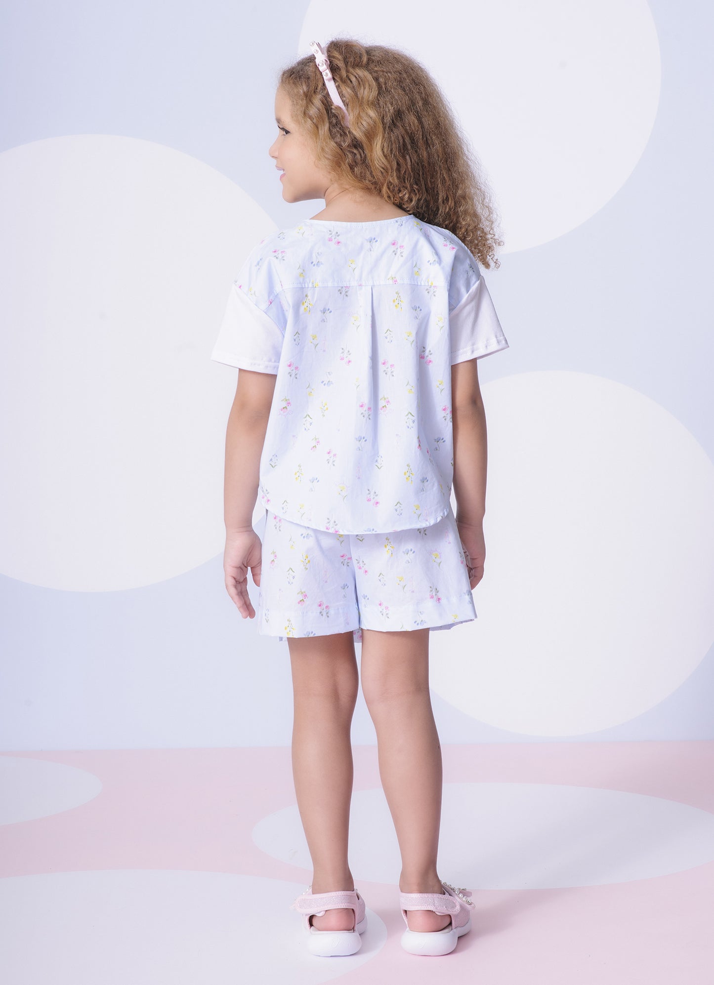 Saia Short Algodão Estampa Floral Pregas