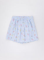 Saia Short Algodão Estampa Floral Pregas