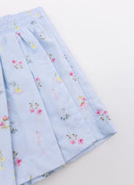 Saia Short Algodão Estampa Floral Pregas