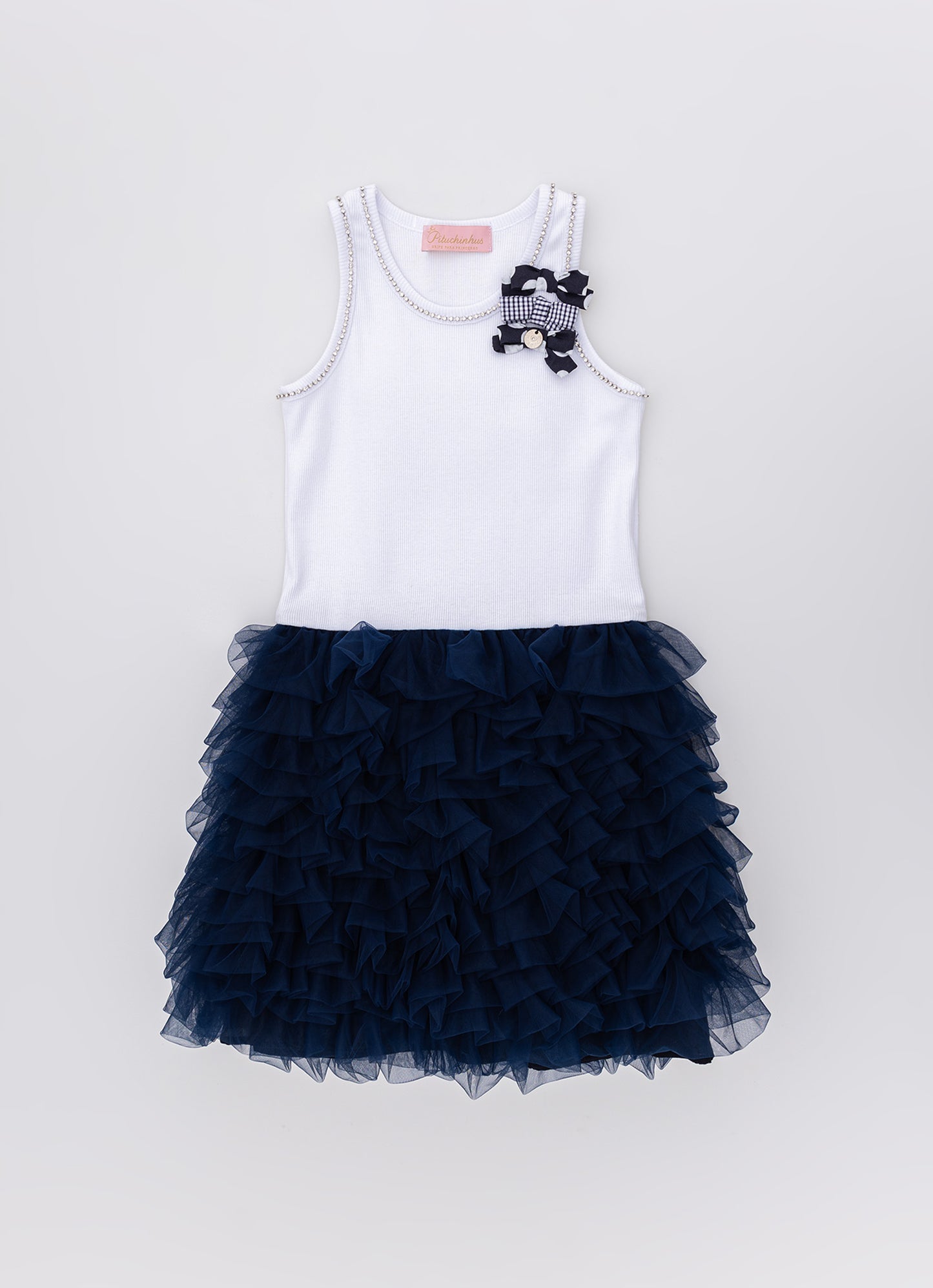 Vestido Ribana Saia Babados Tule