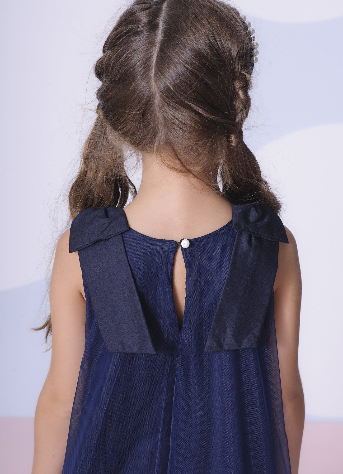 Vestido Festa Tule Maxi Laços