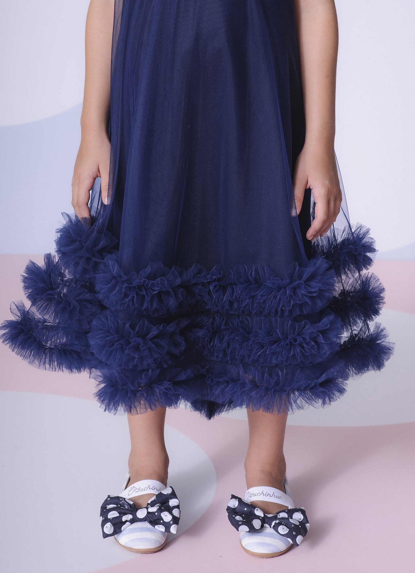 Vestido Festa Tule Maxi Laços