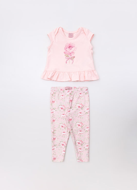 Conjunto Blusa Cotton Flor e Legging Light