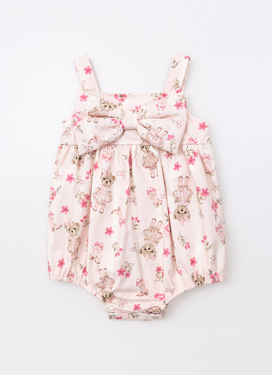 Macacão Algodão Listra Maxi Laço Puffer