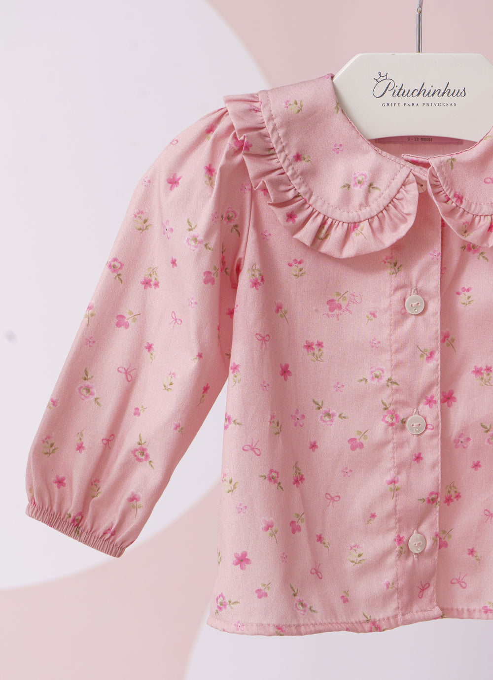 Camisa Algodão Estampada Gola Babadinho
