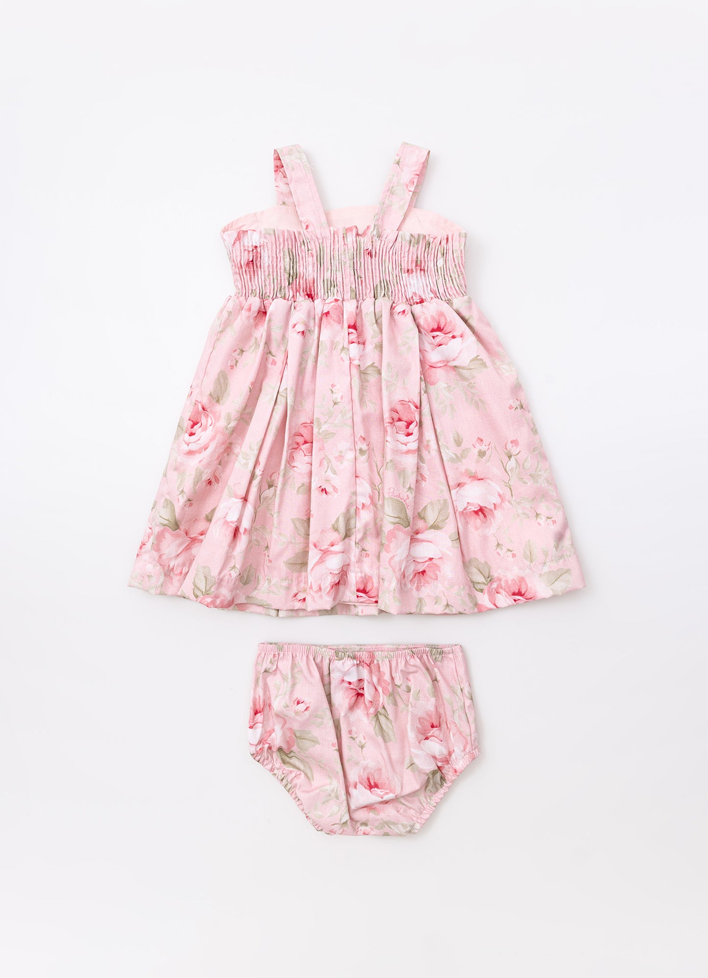 Vestido Algodao Floral Maxi Laço Puffer