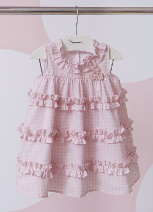 Vestido Algodão Xadrez Frufru