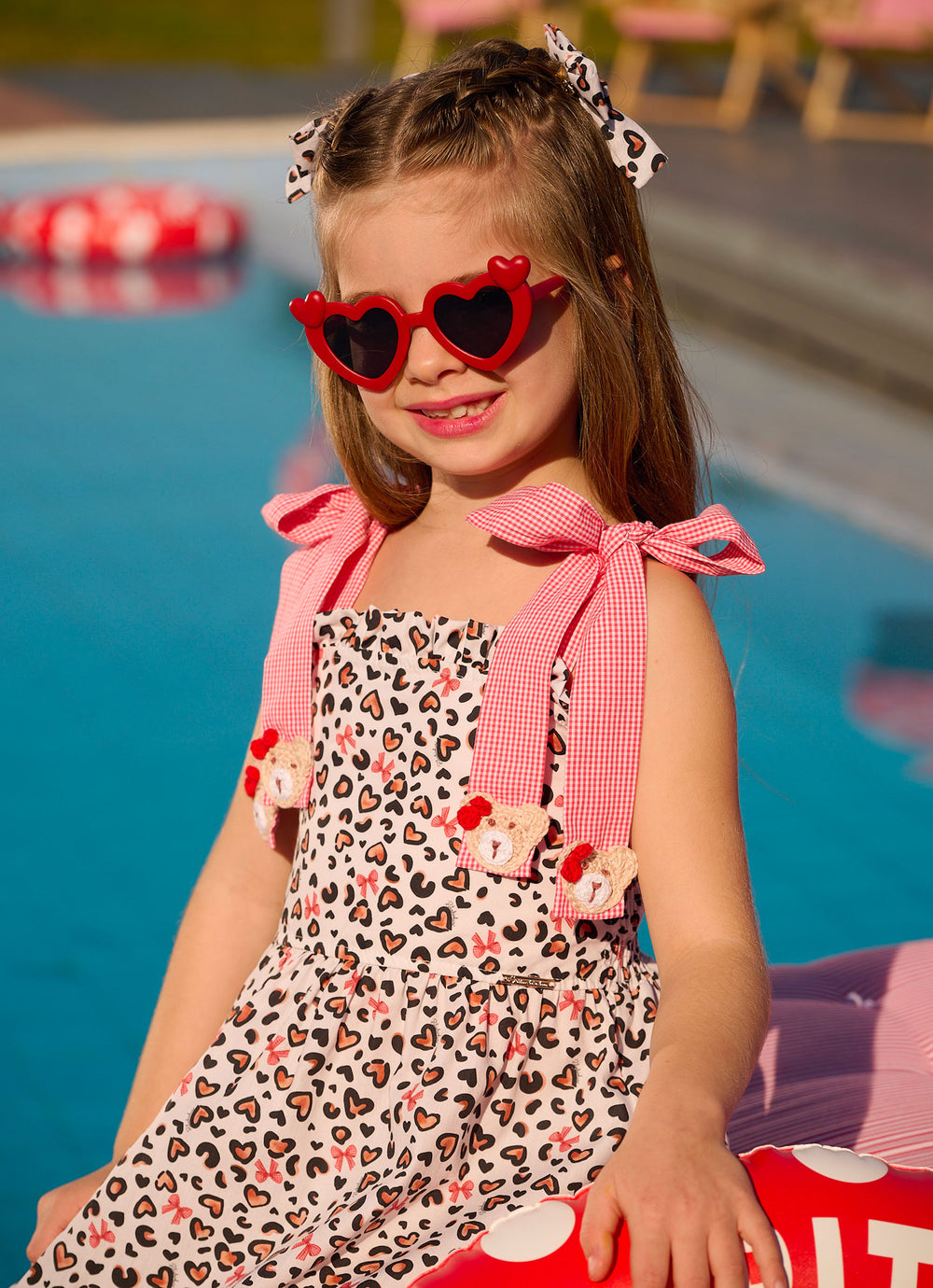 Vestido Algodão Animal Print Crochê Resort