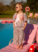 Calça Pantacourt Algodão Animal Print Resort