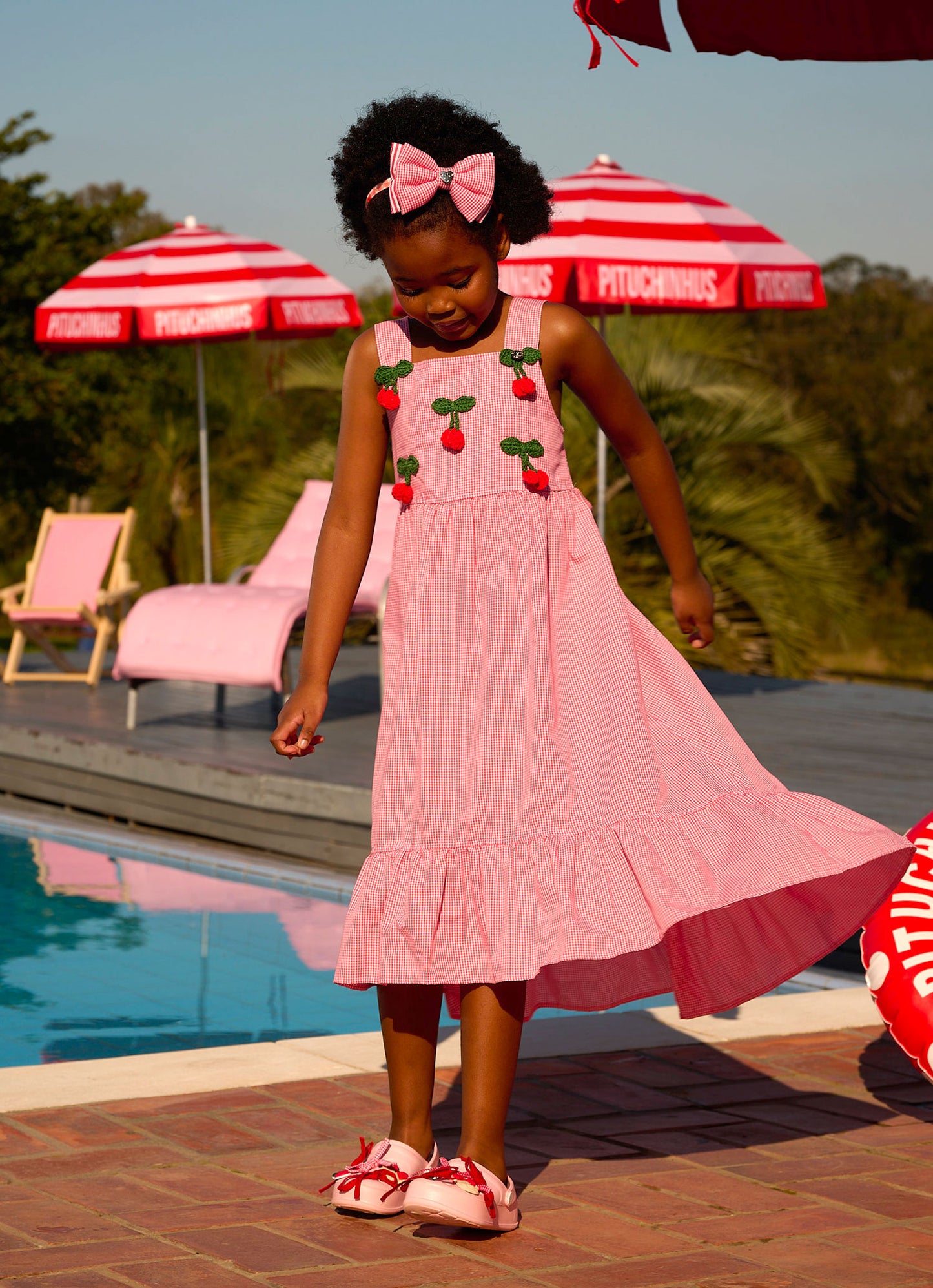 Vestido Algodão Cerejas Crochê Resort