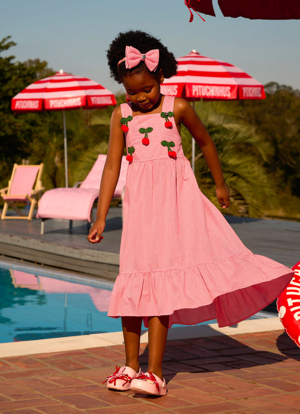 Vestido Algodão Cerejas Crochê Resort