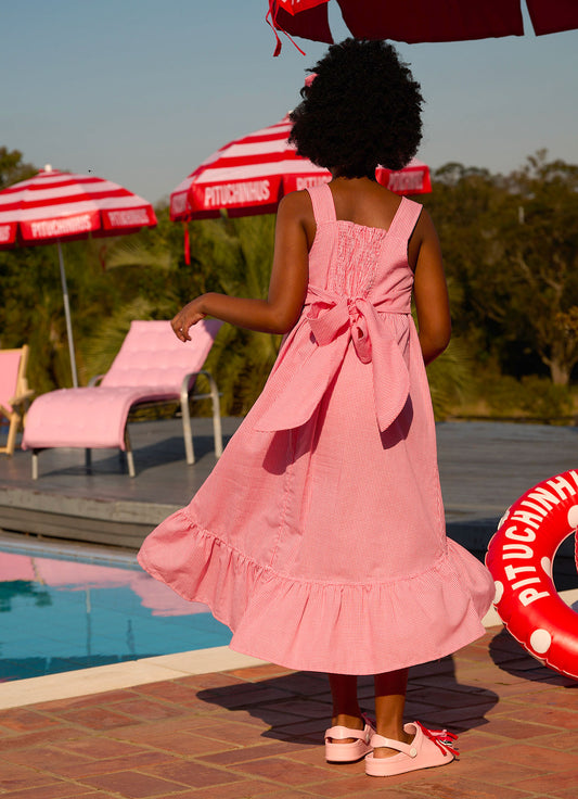 Vestido Algodão Cerejas Crochê Resort