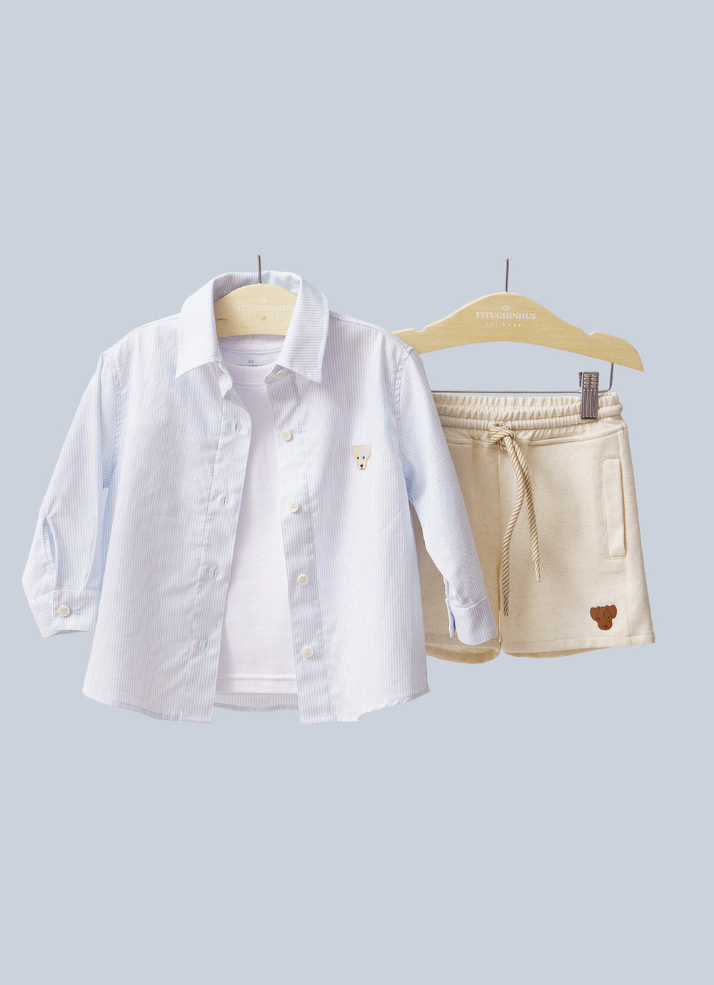 Camisa Algodão e Linho Listrada For Boys