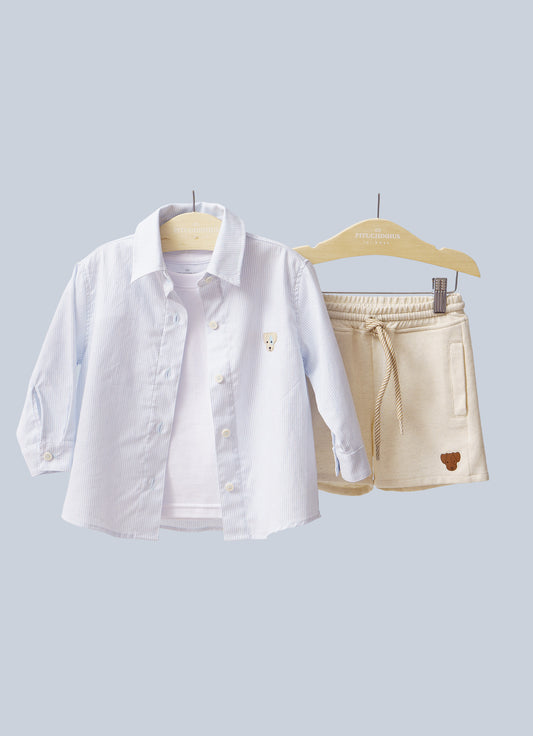 Camisa Algodão e Linho Listrada