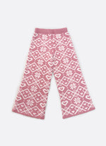 Calça Tricot Reta Jacquard Floco E Coração