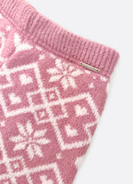 Calça Tricot Reta Jacquard Floco E Coração