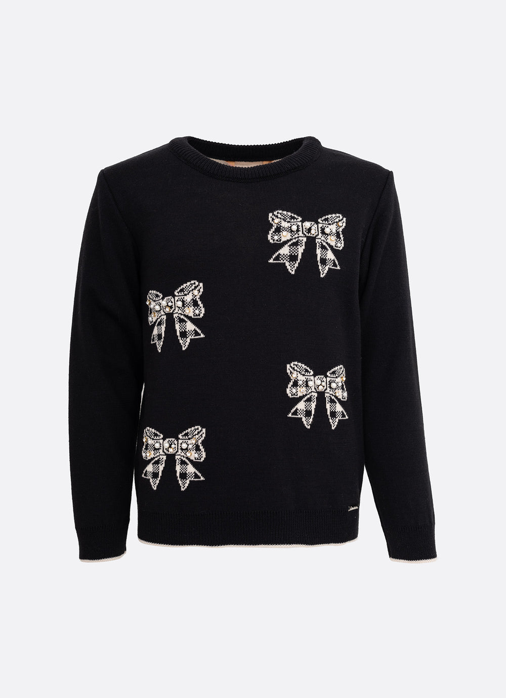 Blusa Tricot Laços Xadrez Bordados