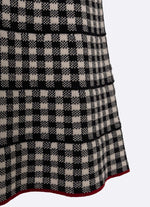 Vestido Tricot Xadrez Botão Jóia Coração