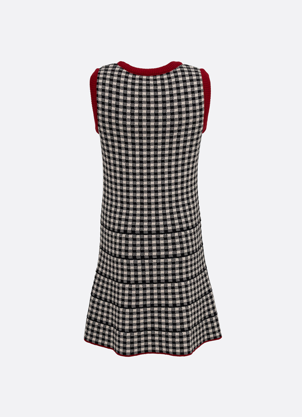 Vestido Tricot Xadrez Botão Jóia Coração