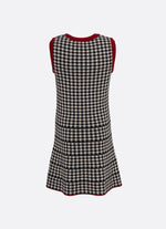 Vestido Tricot Xadrez Botão Jóia Coração