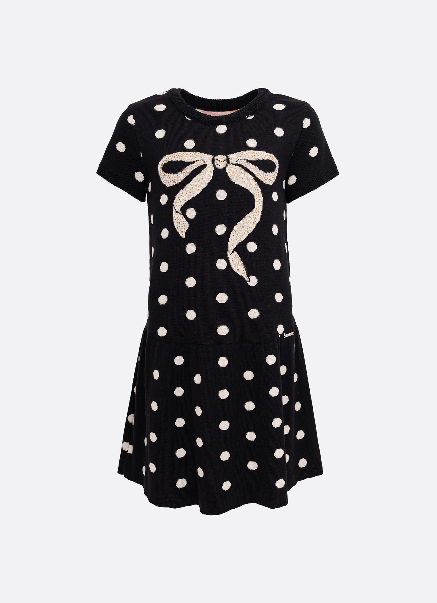 Vestido Tricot Poá Maxi Laço