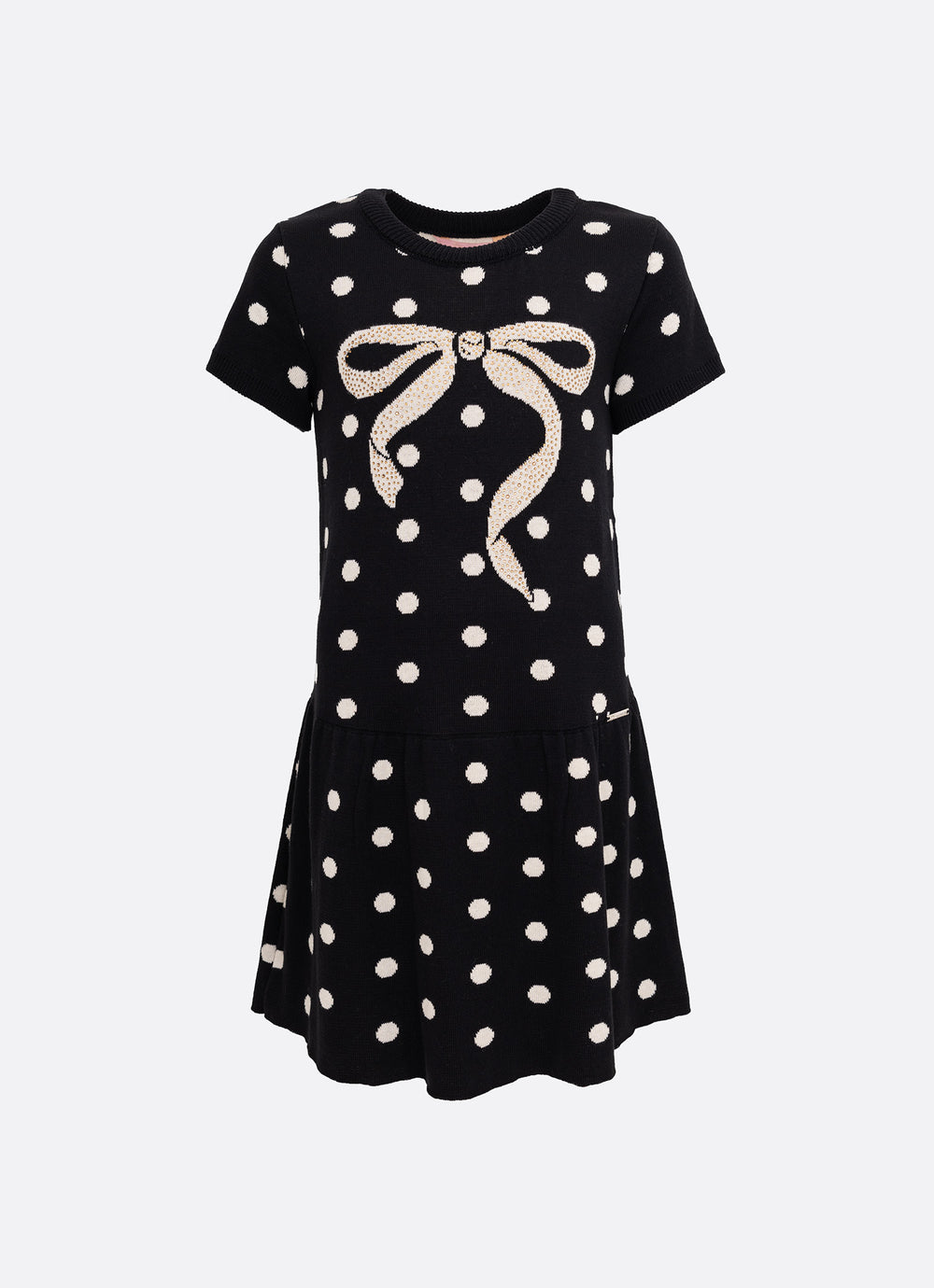 Vestido Tricot Poá Maxi Laço