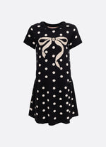 Vestido Tricot Poá Maxi Laço