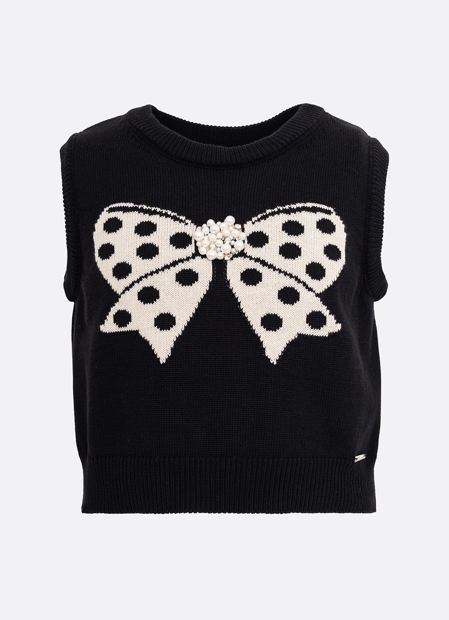 Colete Tricot Laço Poá Bordado