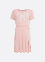 Vestido Tricot Laço Cristal Saia Plissada