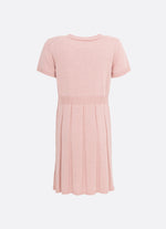 Vestido Tricot Laço Cristal Saia Plissada