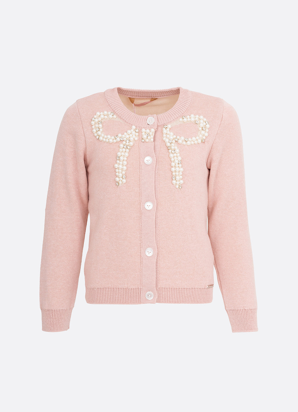 Casaco Tricot Maxi Laço Bordado Pérolas e Cristais