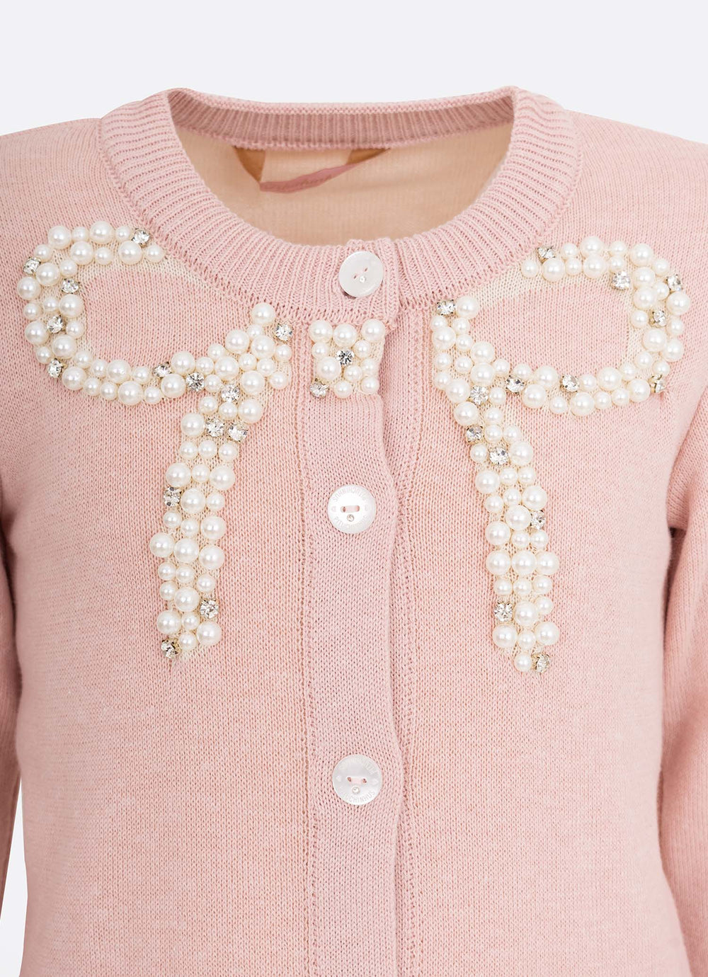 Casaco Tricot Maxi Laço Bordado Pérolas e Cristais