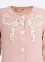 Casaco Tricot Maxi Laço Bordado Pérolas e Cristais