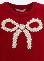 Blusa Tricot Maxi Laço Pérolas e Cristais