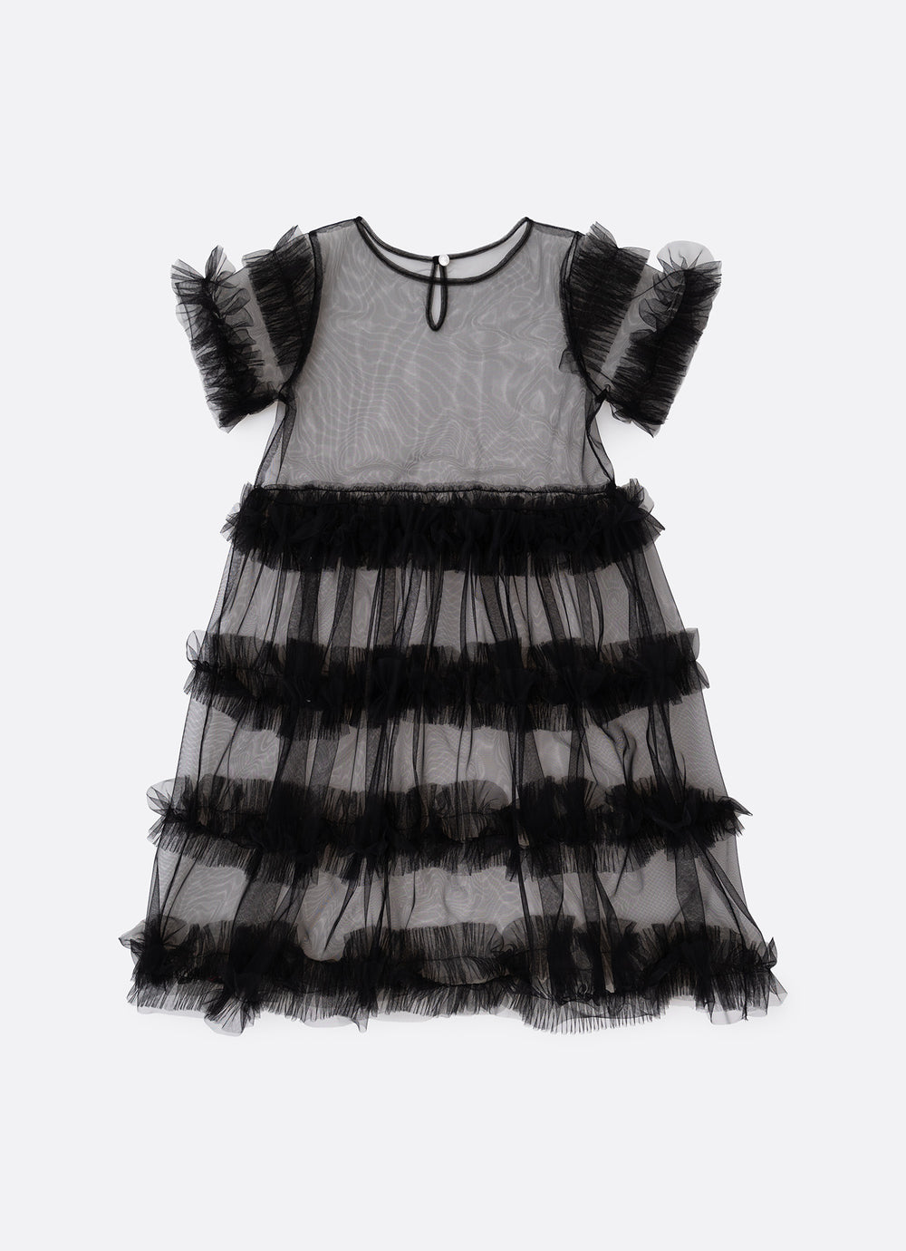 Vestido Light Estampa Poá Tule Babados