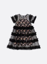 Vestido Light Estampa Poá Tule Babados