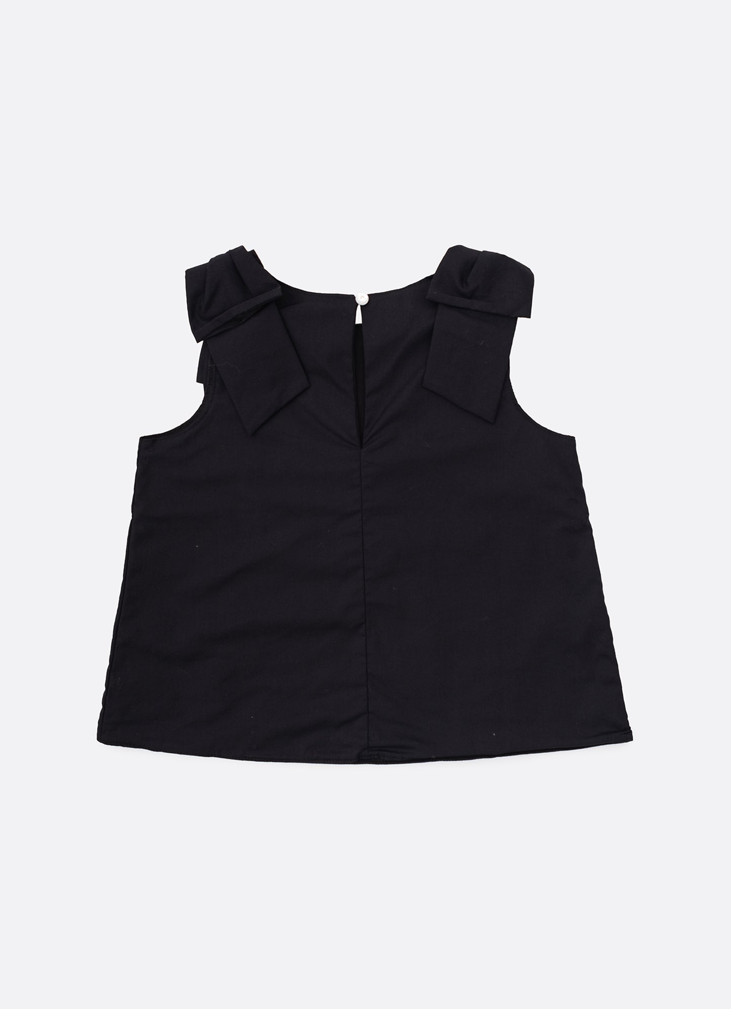 Blusa Tricoline Laços Ombros Bordados