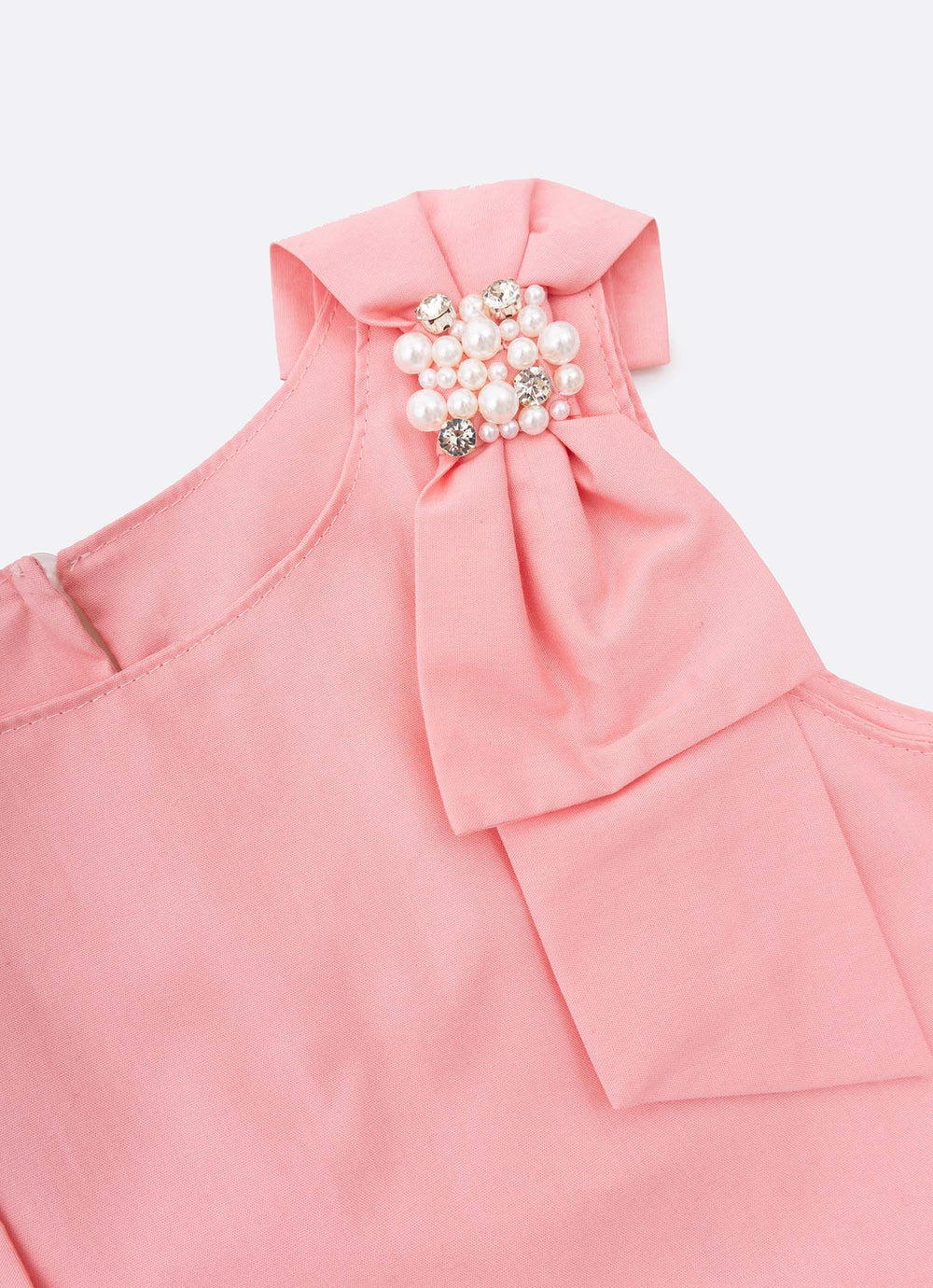 Blusa Tricoline Laços Ombros Bordados