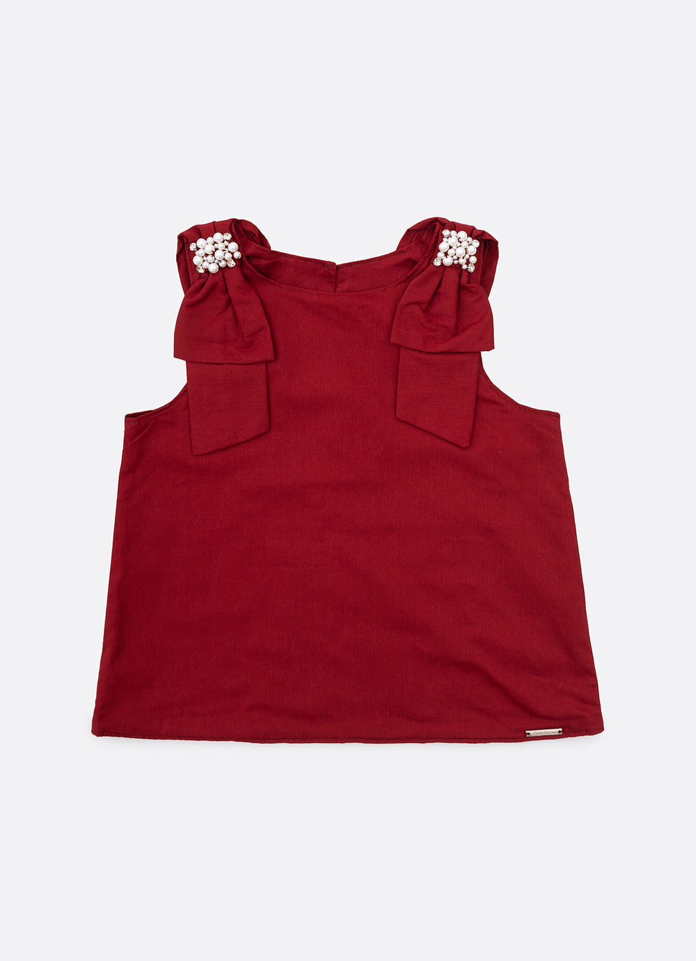Blusa Tricoline Laços Ombros Bordados